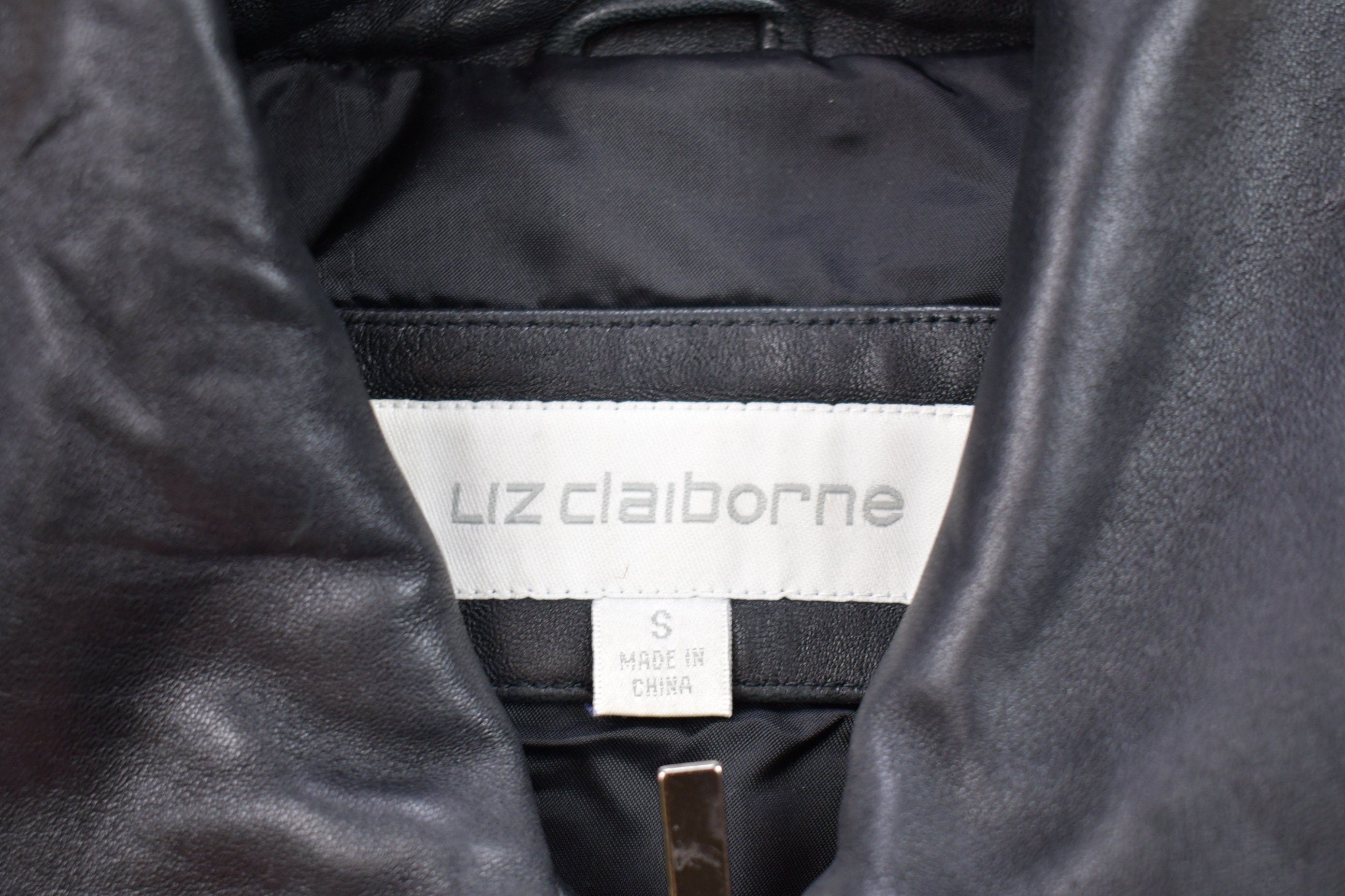 Vintage 1990s Liz Claiborne Leather Varsity Jacket