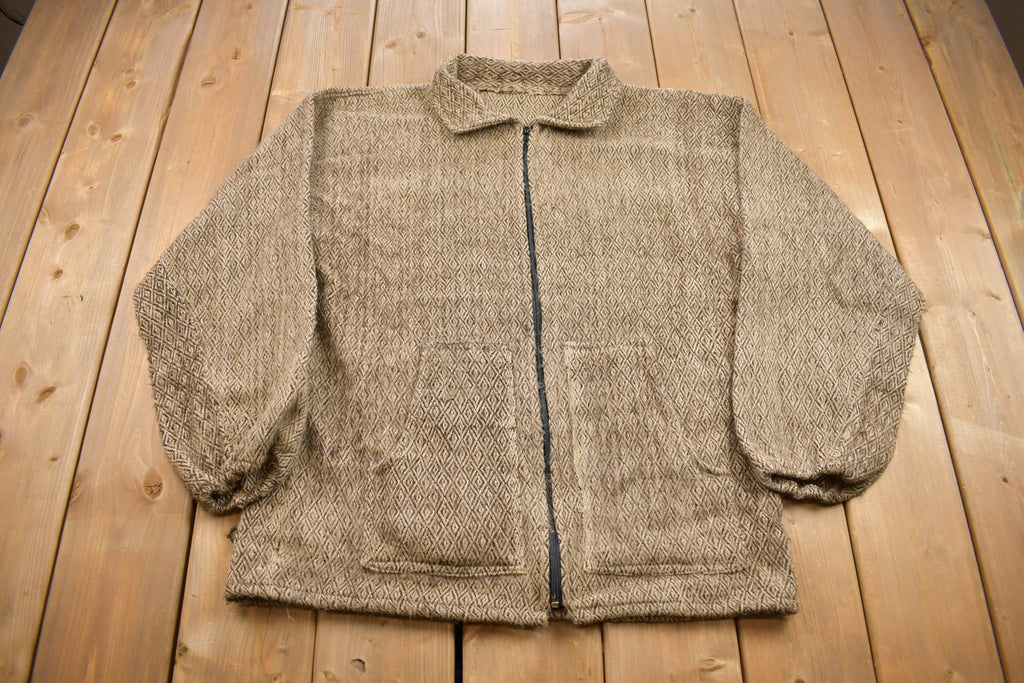 Vintage 1980s Unbranded Zip Up Jacket / Argyle Pattern / 80s Fashion / Unisex Vintage Clothes / Winter is Approaching