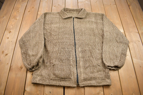 Vintage 1980s Unbranded Zip Up Jacket / Argyle Pattern / 80s Fashion / Unisex Vintage Clothes / Winter is Approaching