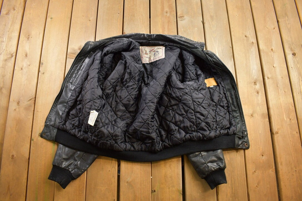 Vintage 1990s Aeropostale Olde Hide House Leather Bomber Jacket