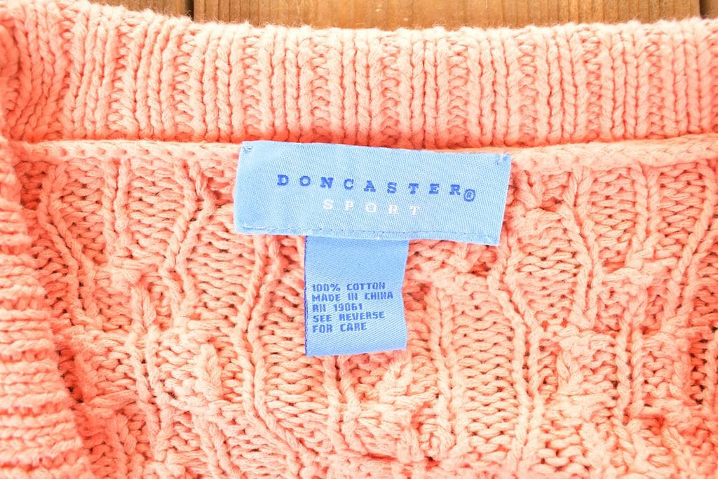 Vintage 1990s Doncaster Sport Cable Knit Cardigan Sweater Women's M  Preppy Knit Cardigan  Fancy Knit Vintage Cardigan