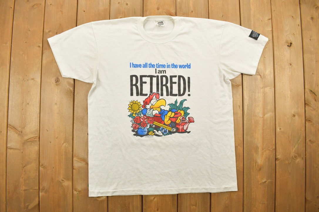 Vintage 1990s Funny Retirement Graphic T Shirt