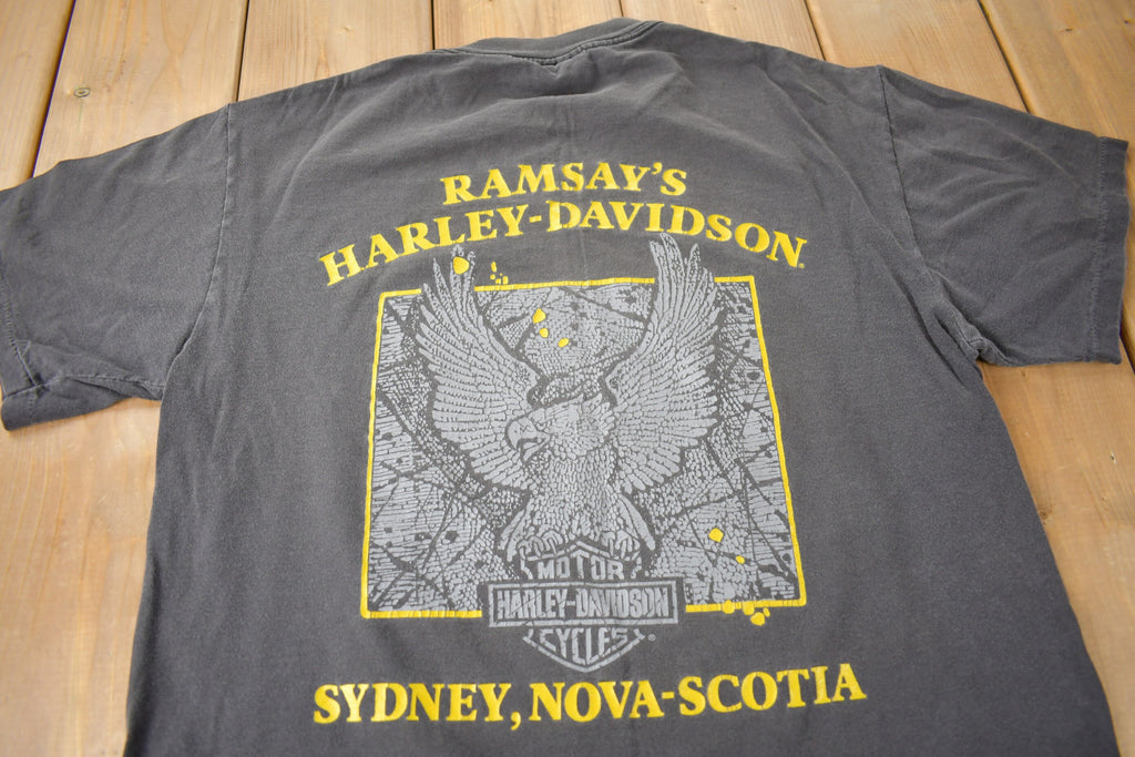 Vintage 1990s Ramsay's Harley Davidson Sydney Nova-Scotia Single Stitch Graphic T-Shirt Made In USA