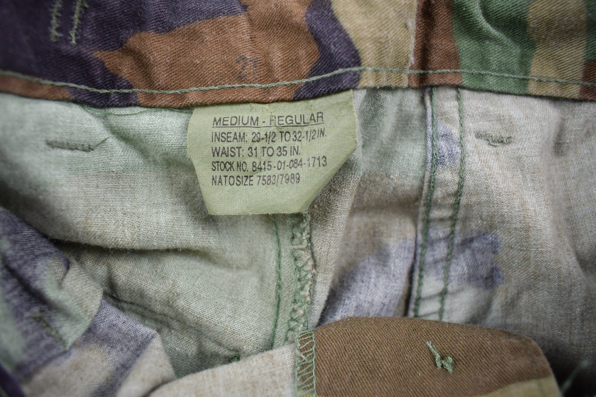 Vintage 2001 Military Woodland Camouflage Cargo Pocket Pants 35 x30