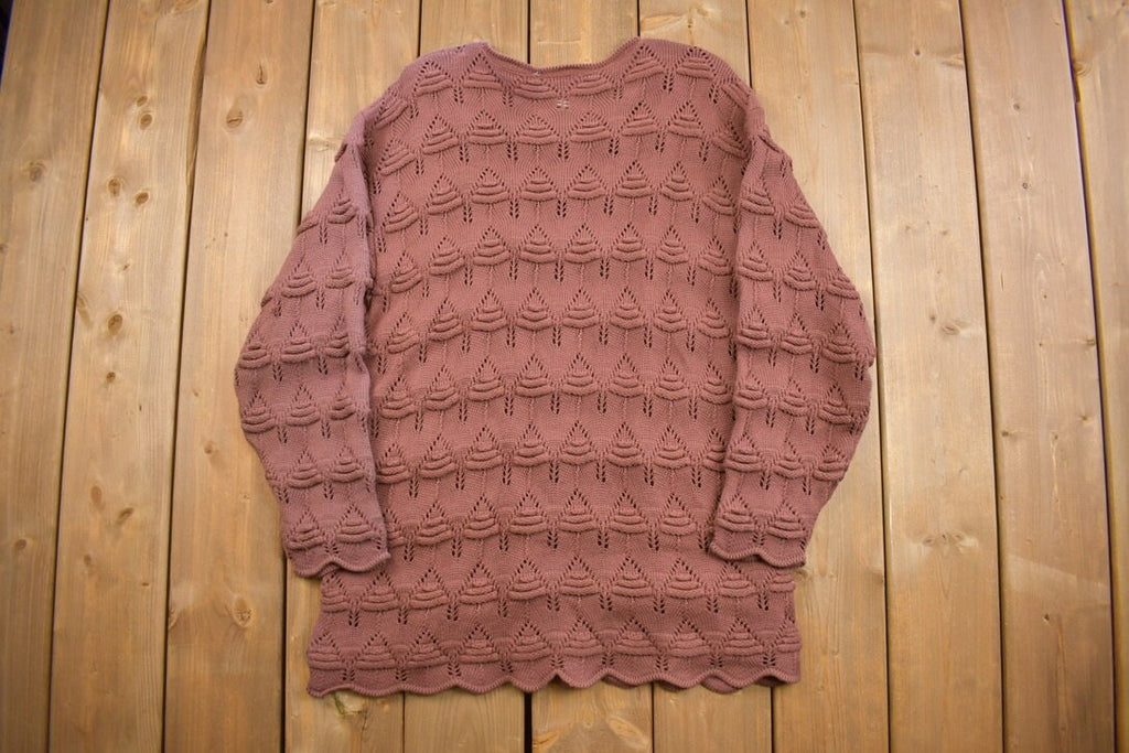 Vintage 1980s Sara Valentino 3D Knitted Crewneck Sweater /