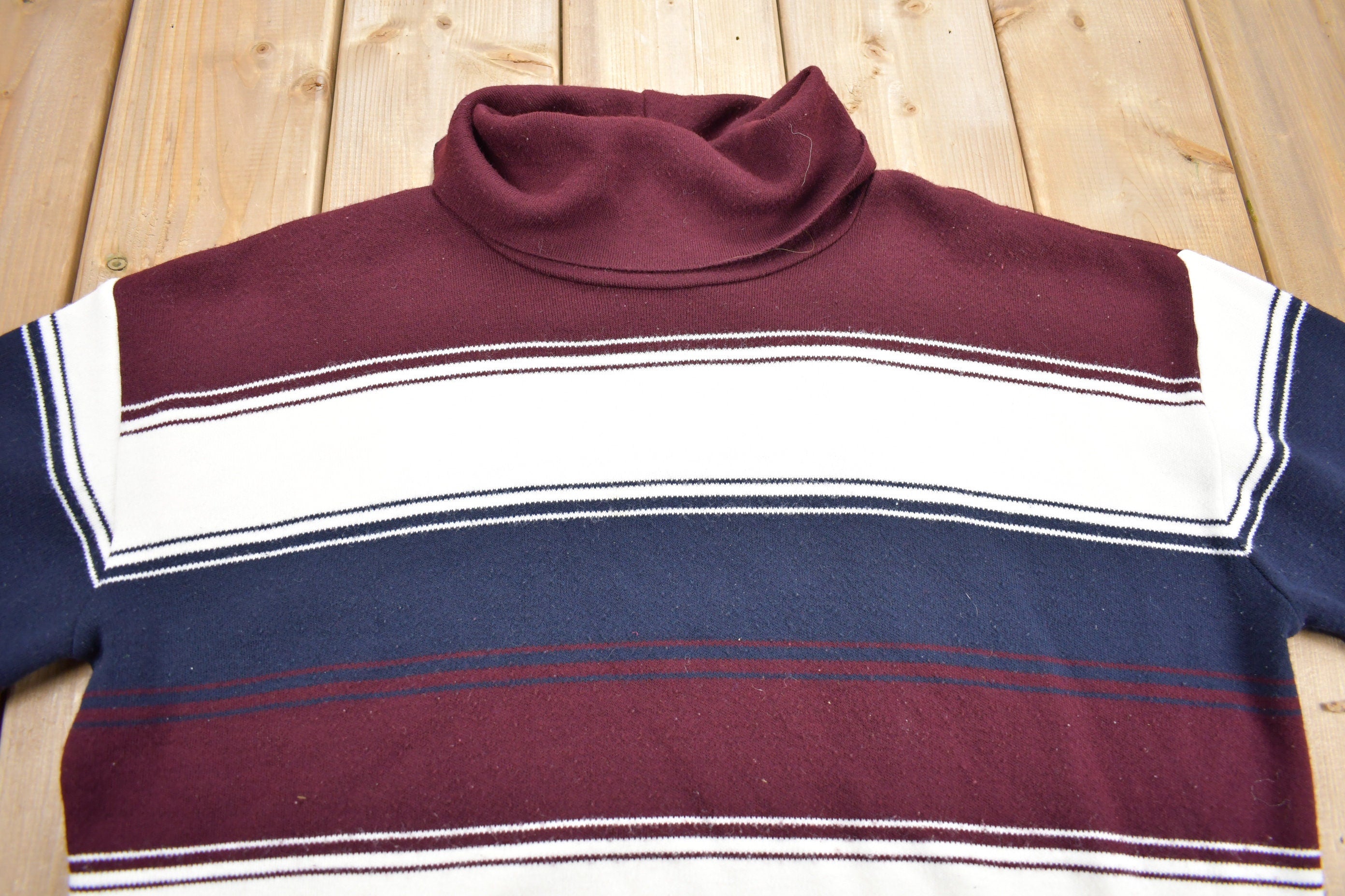Vintage 1990s Karen Lessly Striped turtleneck Sweatshirt