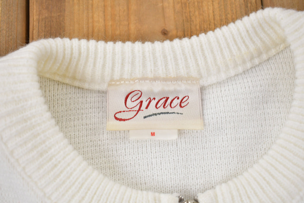 Vintage 1980s Grace Full Zip Knitted Sweater