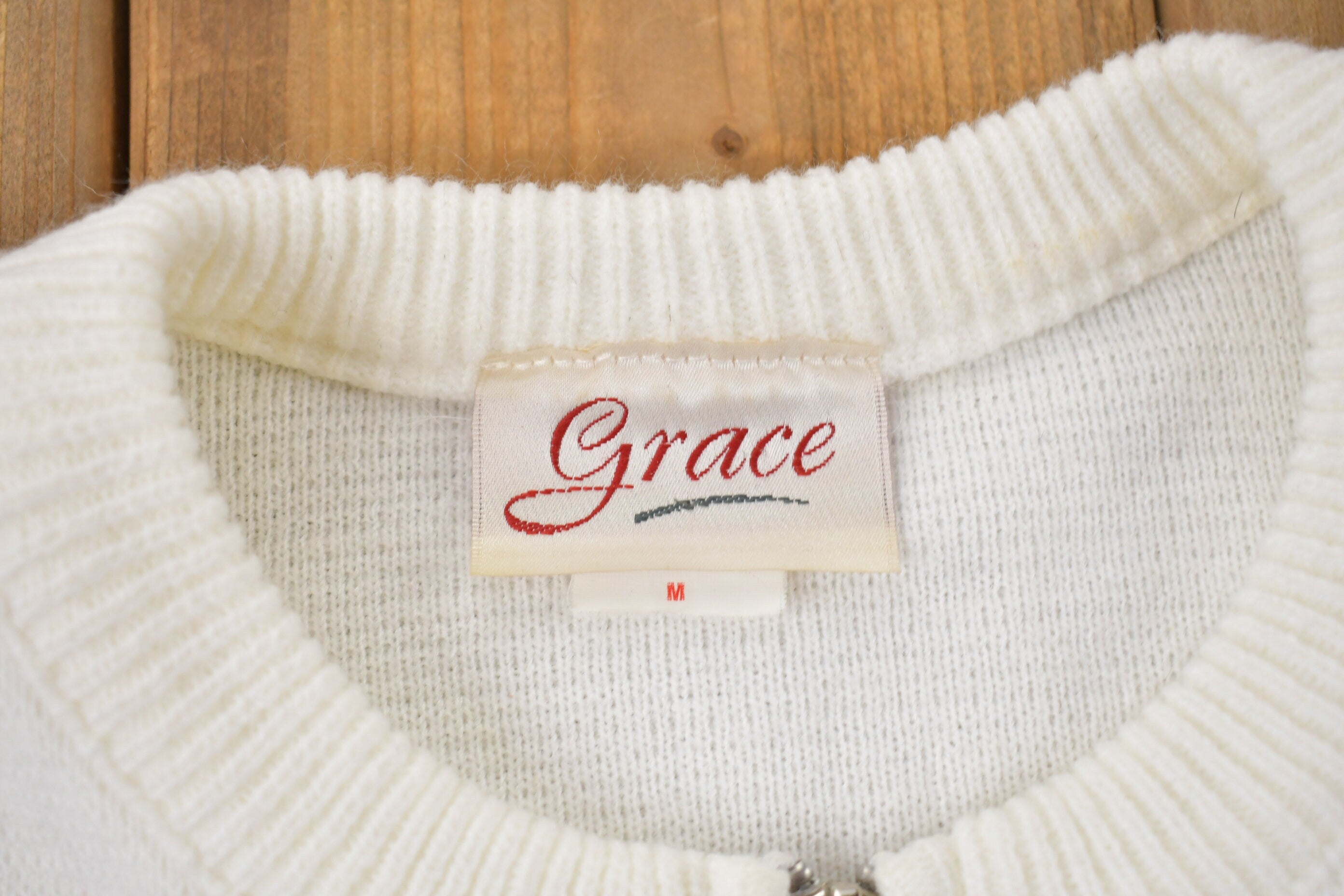 Vintage 1980s Grace Full Zip Knitted Sweater