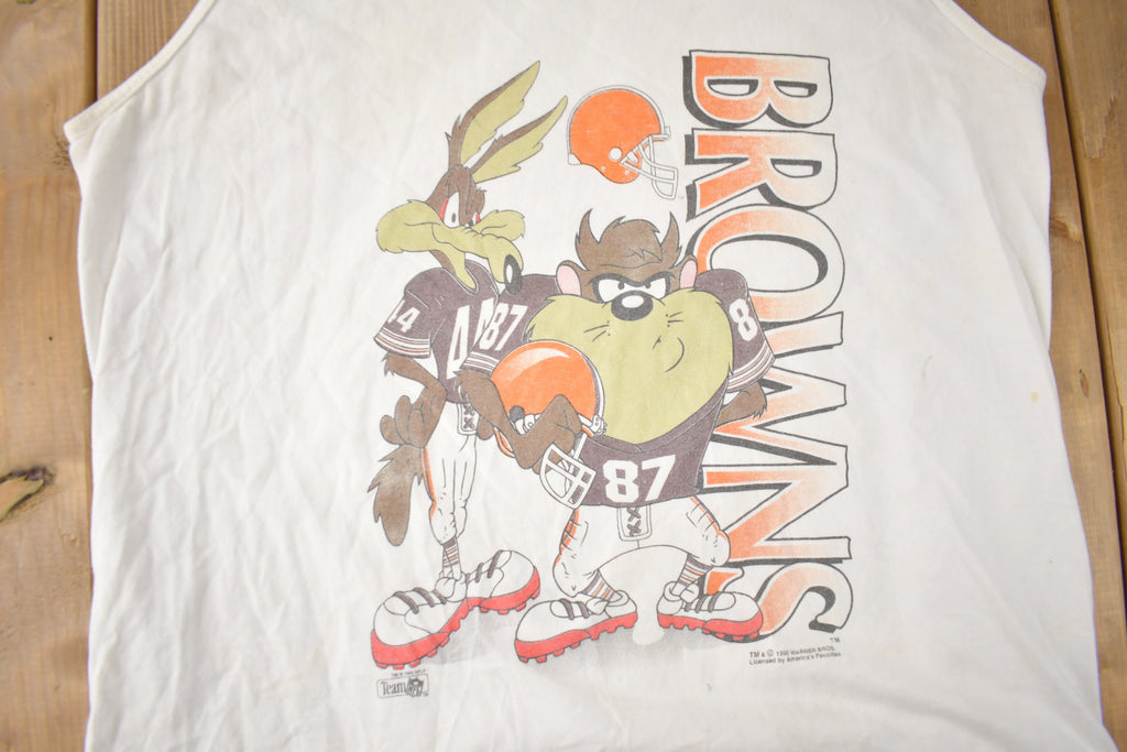 Vintage 1995 Cleveland Browns NFL Looney Tunes Graphic Tank Top Shirt Made In USA
