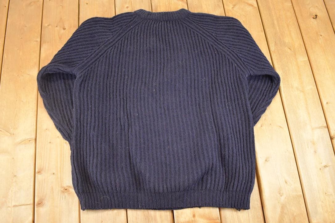 Vintage 1980s Peter Storm Ribbed Wool Knit Crewneck Sweater Men's L /