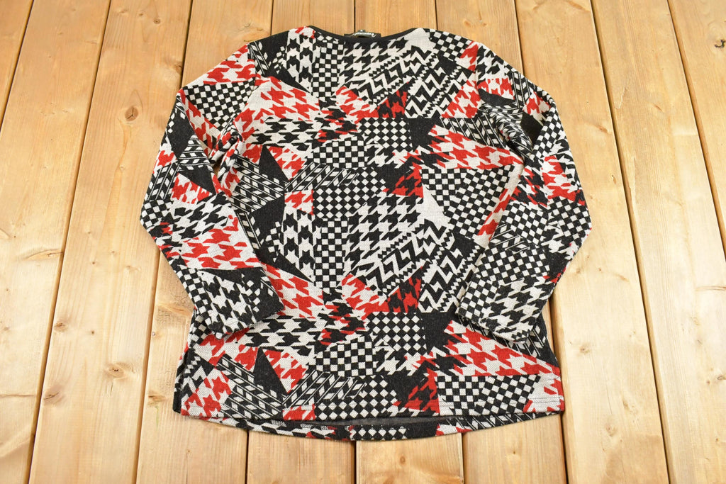 Vintage 1990s Amanda Abstract Knit Crewneck Shirt Womens L /