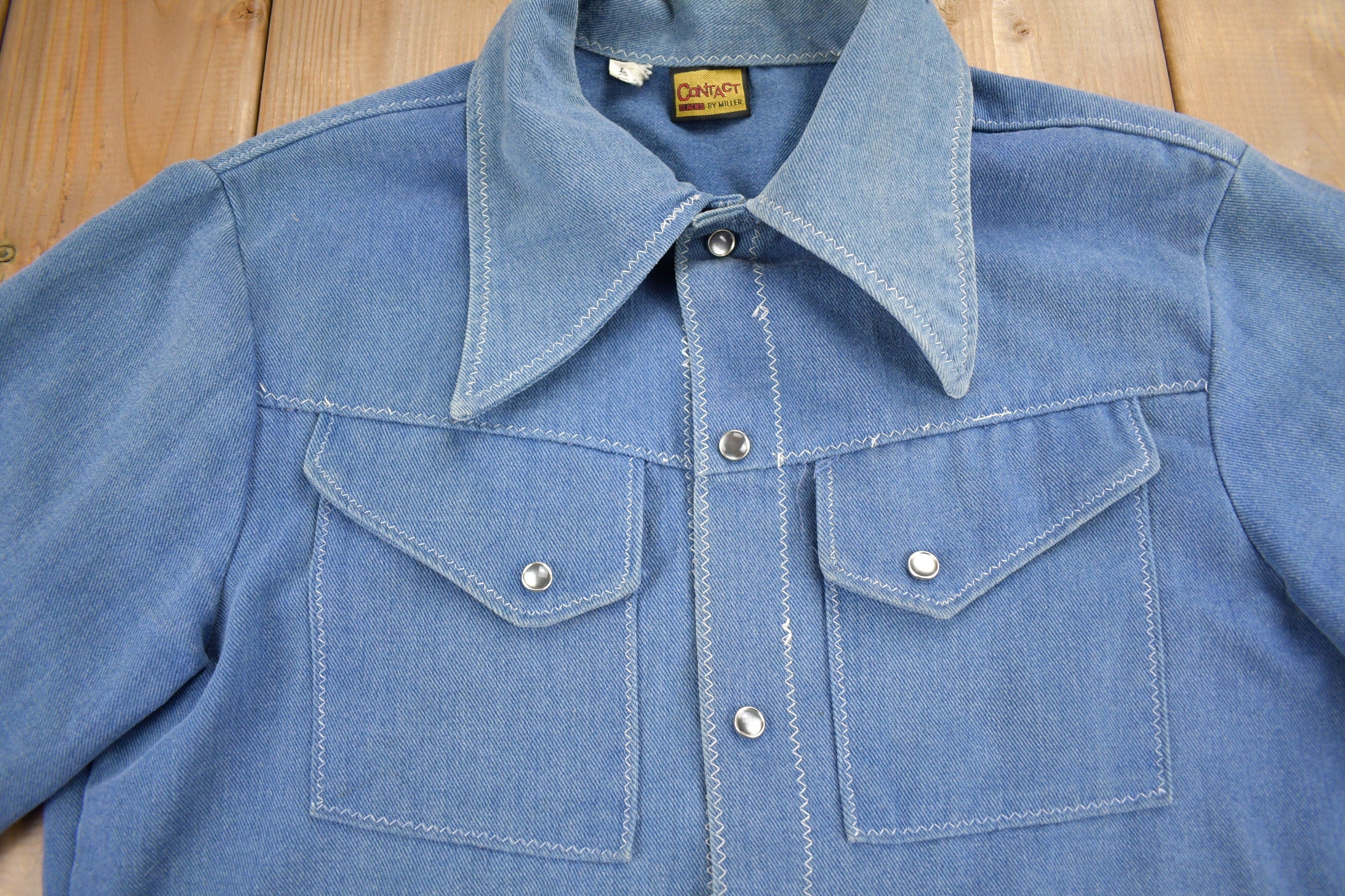 Vintage 1980s Contact Slacks By Miller Western Style Button Up Shirt