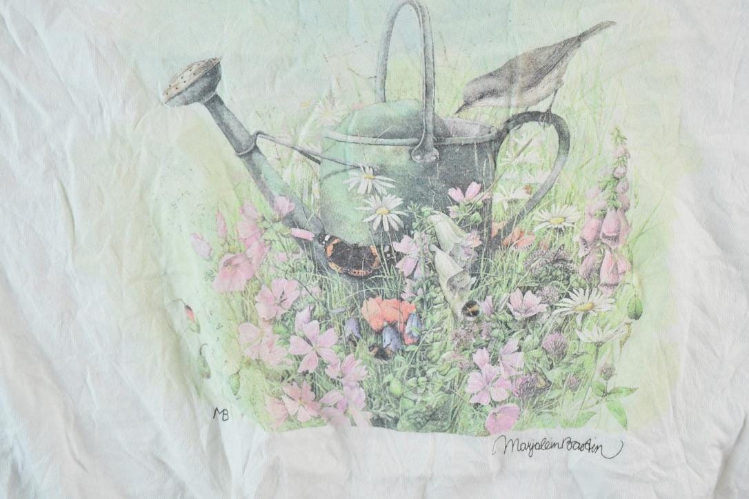 Vintage 1990s Marjolein Bastin Wildflower Birds Single Stitch T-Shirt
