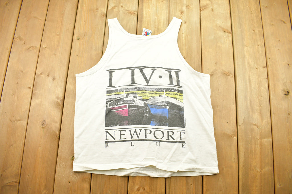 Vintage 1990s Newport Blue Graphic Tank Top Shirt