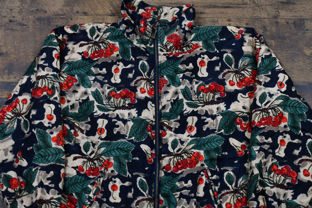 Vintage 1990s Out Brook 100% Silk All Over Print Full Zip Windbreaker