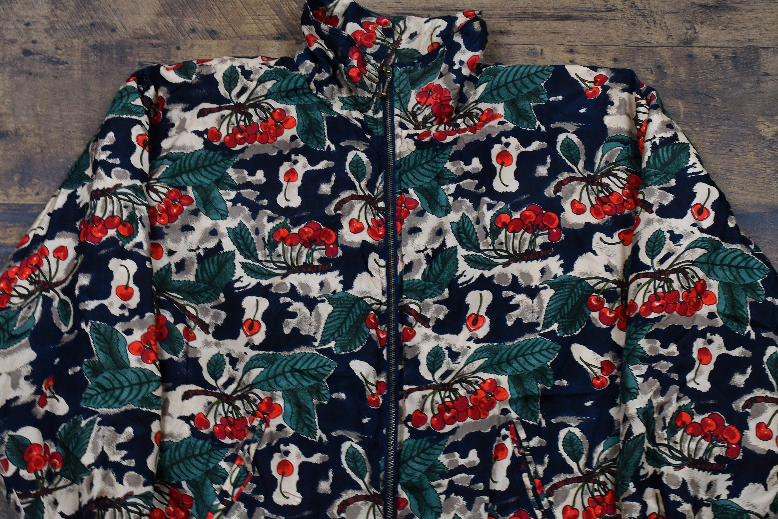 Vintage 1990s Out Brook 100% Silk All Over Print Full Zip Windbreaker
