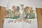 Vintage 1992 Cats Of The World Habitat Single Stitch Graphic T-Shirt Made In USA