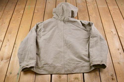 Vintage 1990s Carhartt Hooded Jacket / Workwear / Streetwear / / Quilt Lined Jacket / Distressed Carhartt / Union Made
