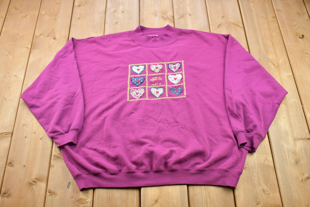 Vintage 1990s Heart Theme Crewneck Sweater
