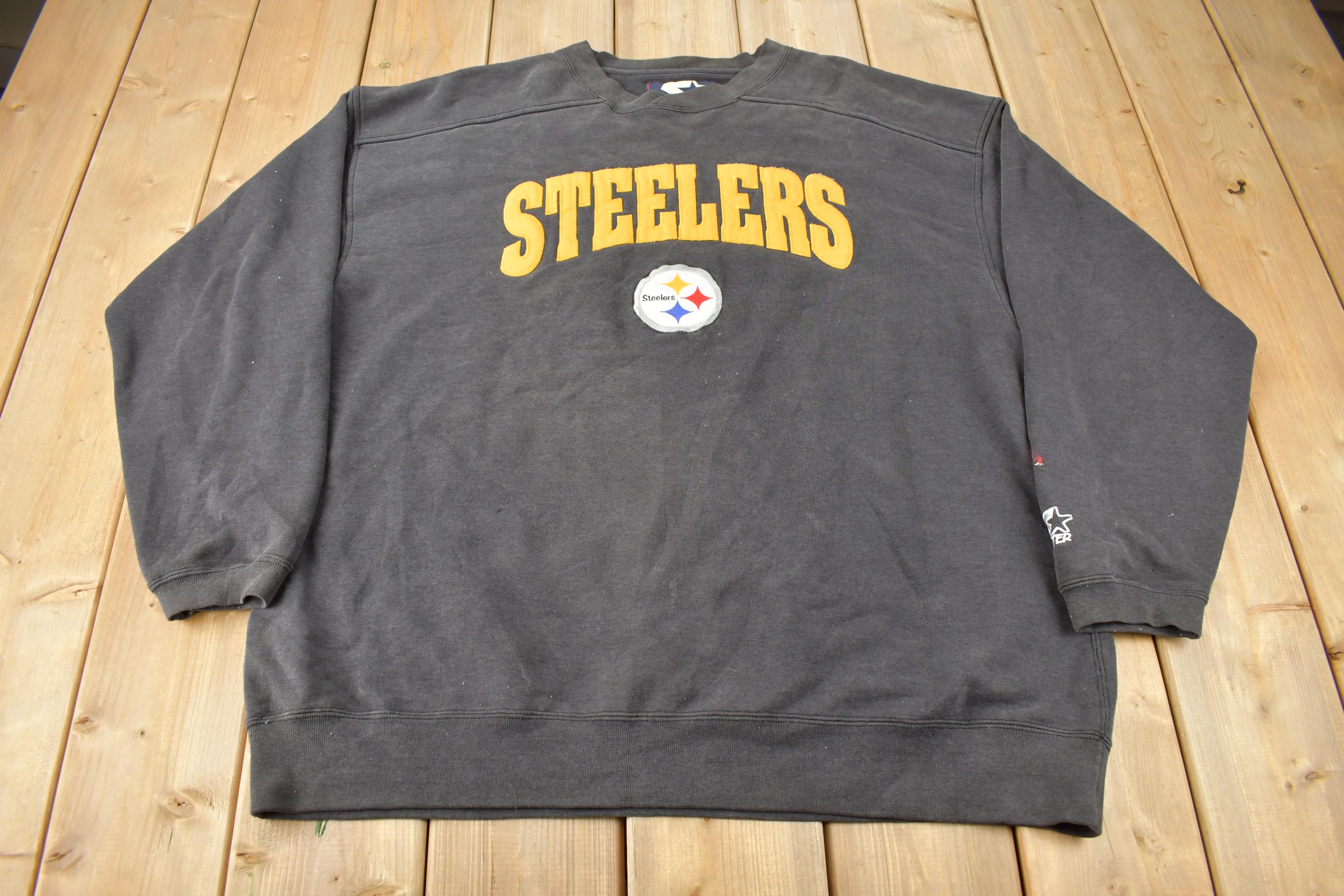 Vintage 1996 Pittsburgh Steelers NFL Embroidered Starter Crewneck Sweatshirt Size 2XL