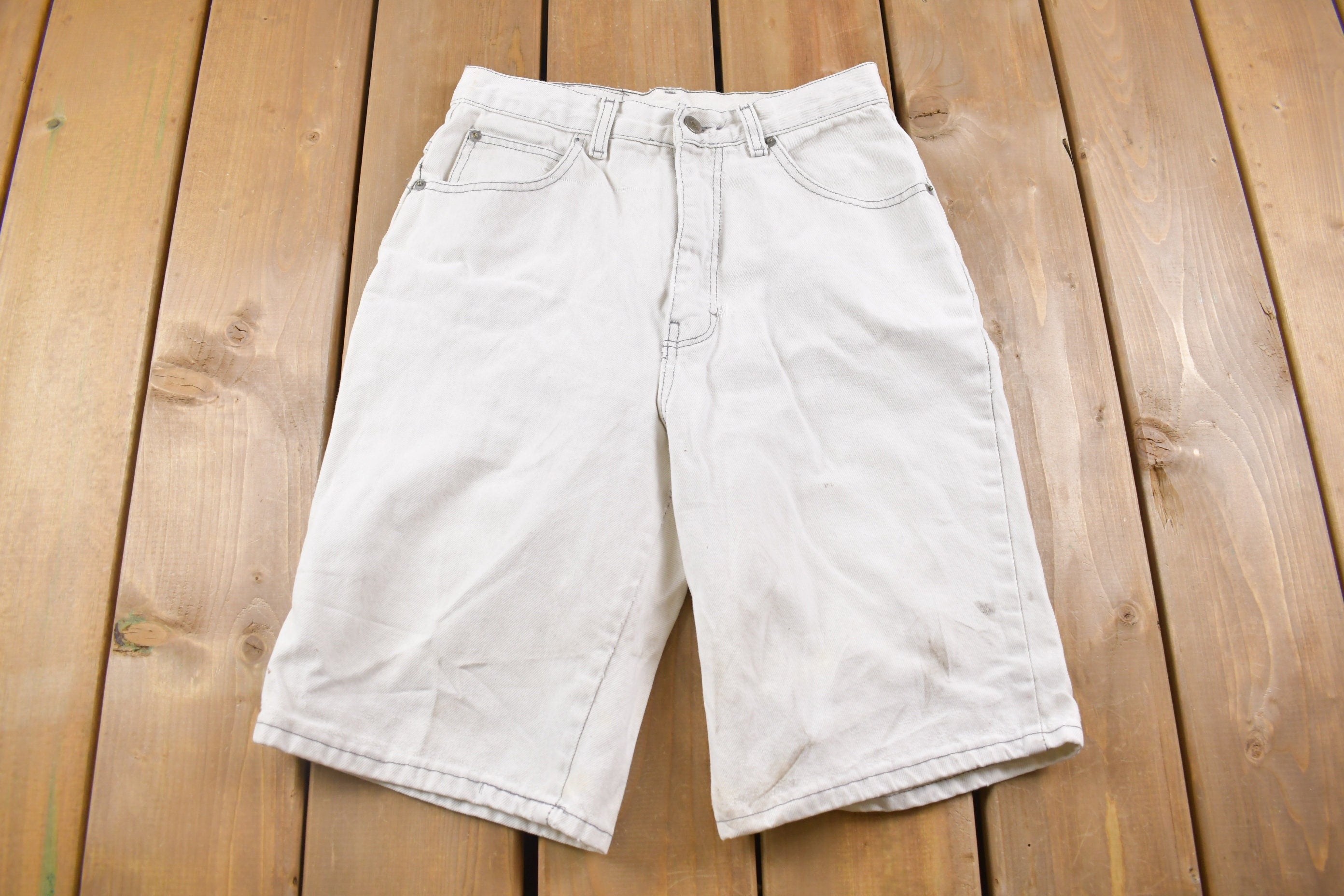Vintage 1990s Bonjour White Jean Shorts 26 x 10