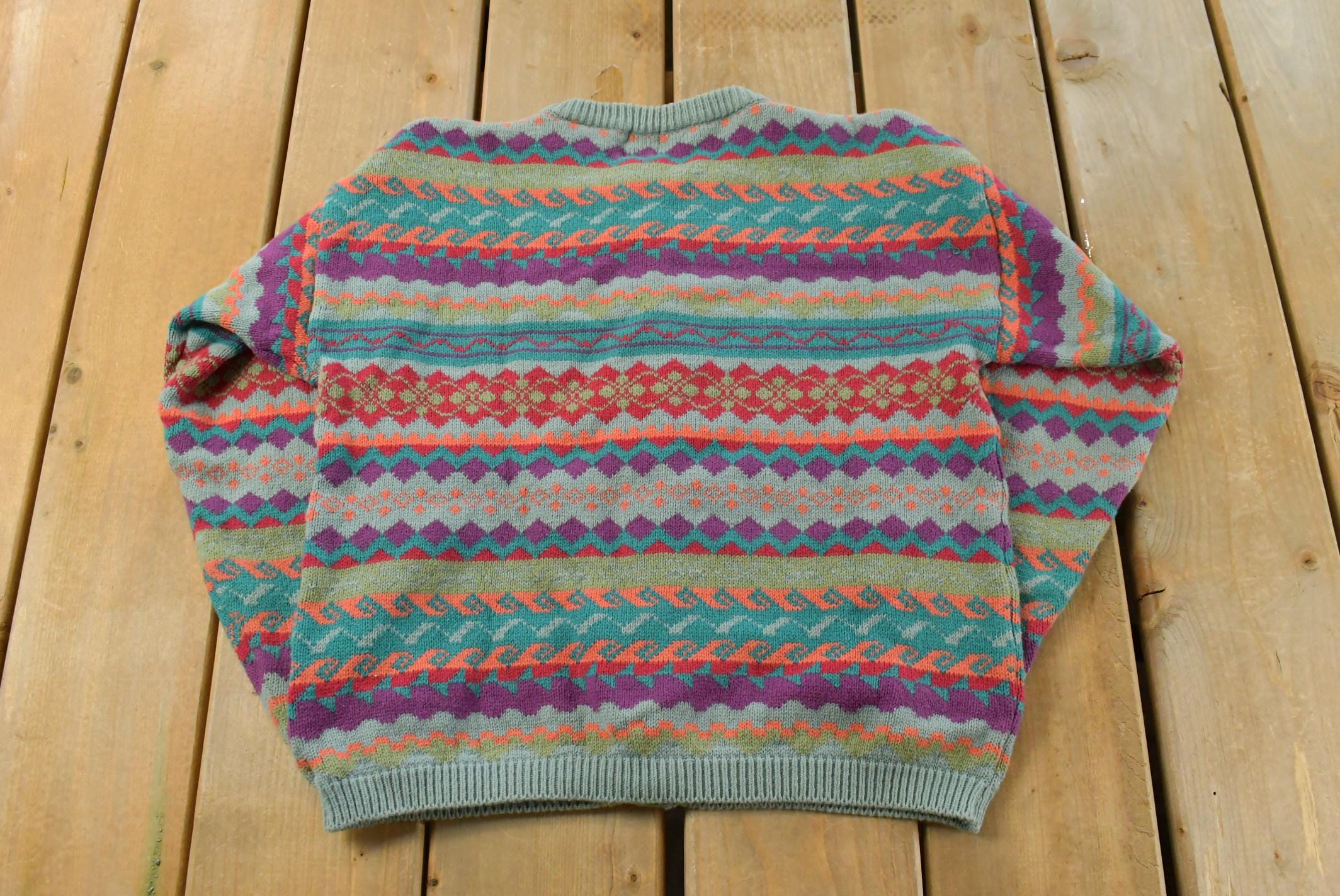 Vintage 1990s Gap Abstract Knit Cardigan Sweater Youth L