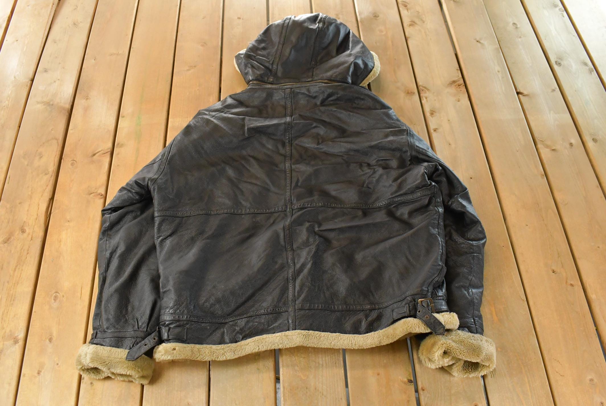 Vintage 1990s Ziptex Leather Faux Shearling Jacket Men's 2XL