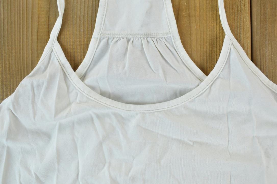 Women Vintage Vigos Y2K T-Shirt Vigoss Grunge White Shirt / Contrast Stitch / Internet Famous Clothing / Over Dyed