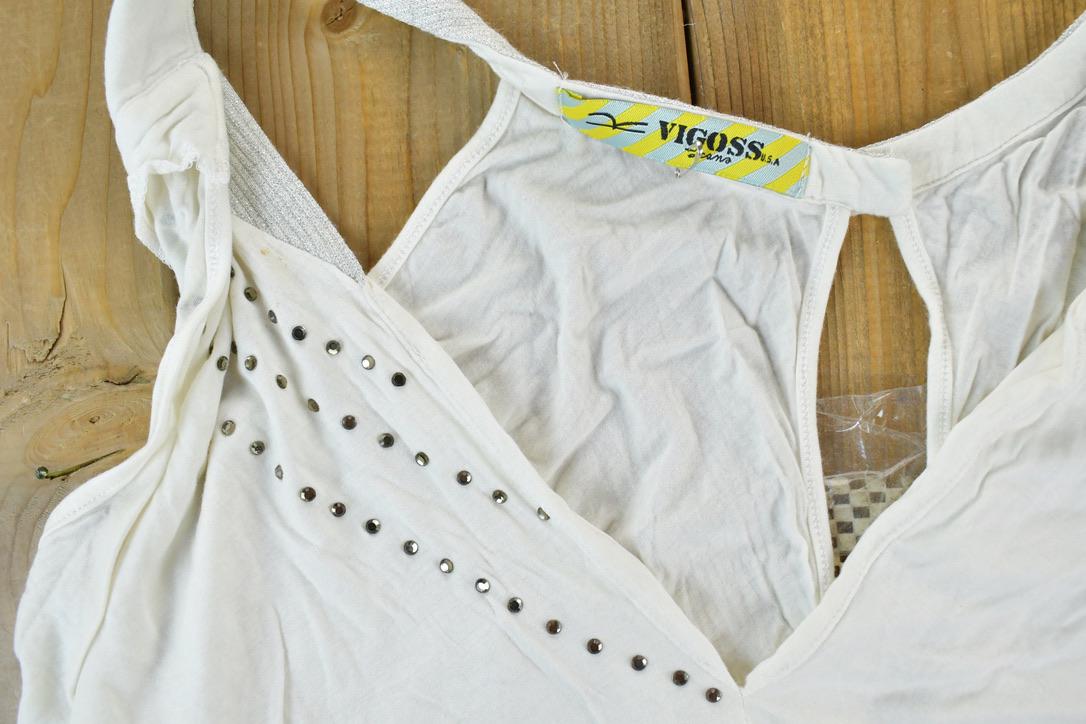 Women Vintage Vigoss Y2K Bodysuit T-Shirt Vigoss Grunge Skull Print