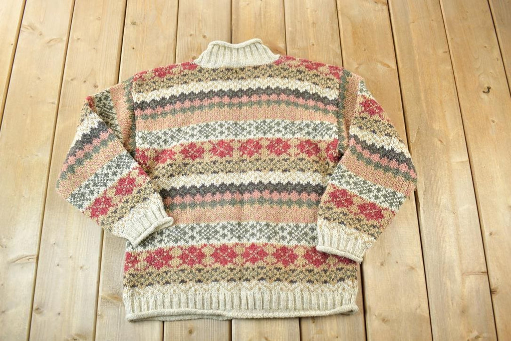 Vintage 1990s Star up Knit Abstract Pattern Crewneck Sweater