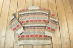 Vintage 1990s Star up Knit Abstract Pattern Crewneck Sweater