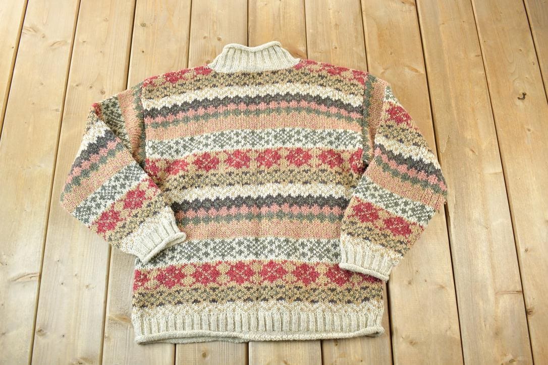 Vintage 1990s Star up Knit Abstract Pattern Crewneck Sweater