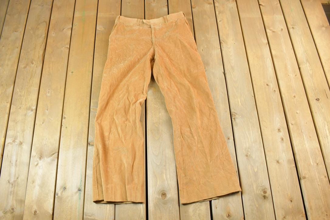Vintage 1960s Tan Bell Bottom Corduroy Pants