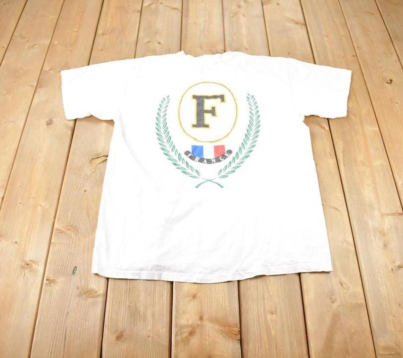 Vintage 1990s France Crest Souvenir Single Stitch Travel T-Shirt