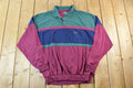 Vintage 1990s Members Only Colour Block Quarter Button Collared Sweatshirt