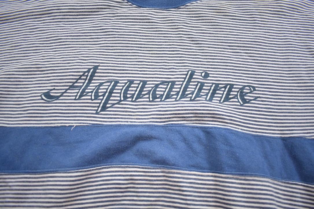 Vintage 1990s Aqualine Striped Nautical Crewneck Sweatshirt Made In USA