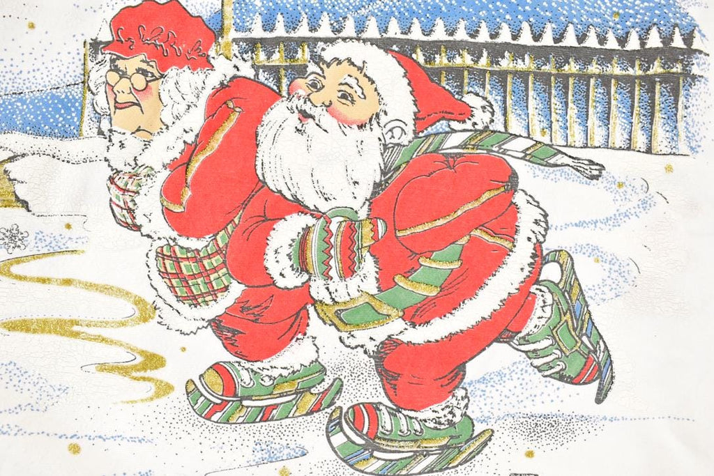 Vintage 1990s Merry Merry Christmas Skating Santa Crewneck Sweatshirt Women's XXL / Made In USA / 90s Xmas Crewneck / Cute Cartoon Holidays
