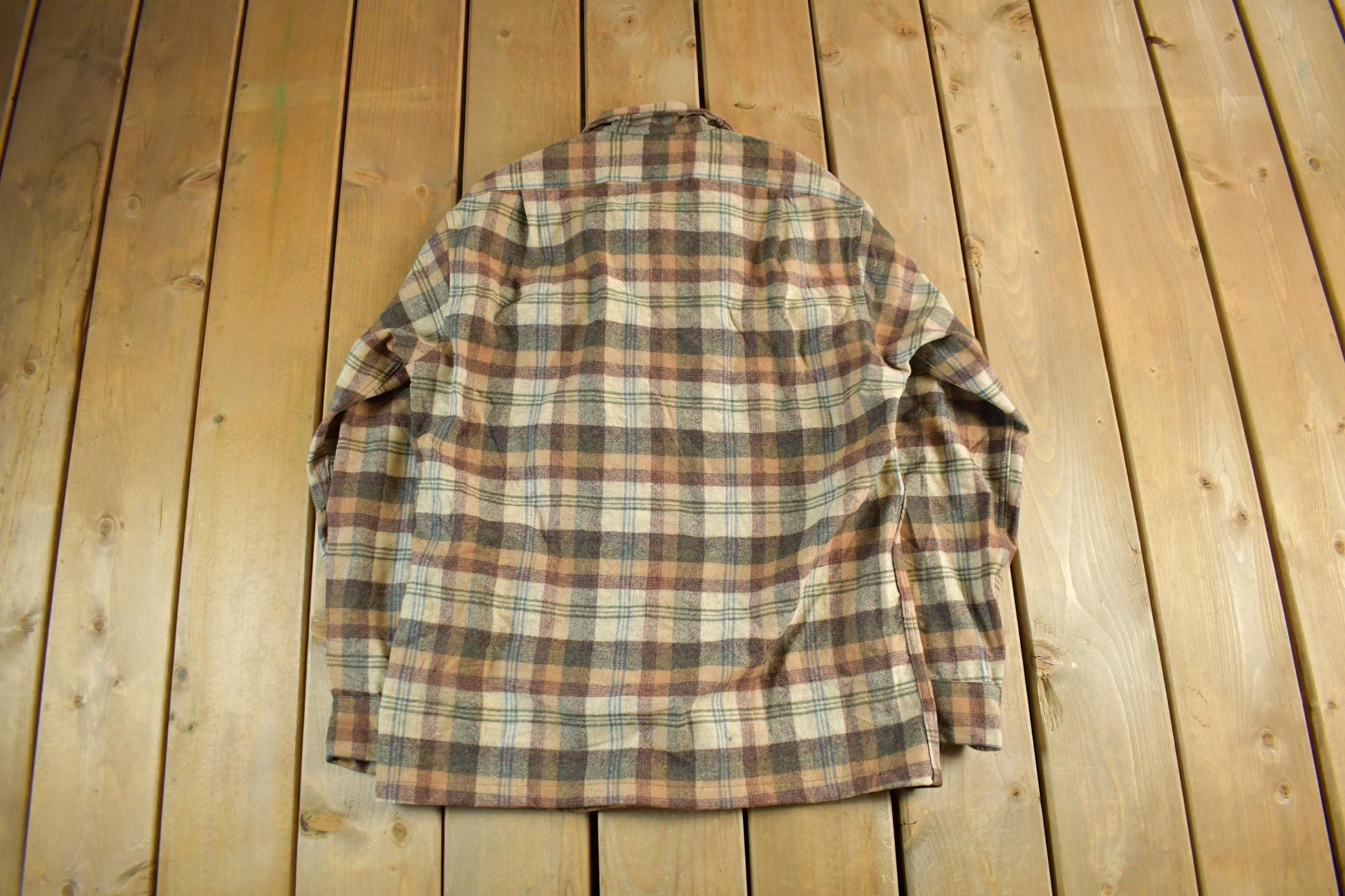 Vintage 1980s Pendleton Wool Flannel Shirt Men's Medium / Outdoors Button Up / Plaid Pattern / 80s True Vintage / Made In USA