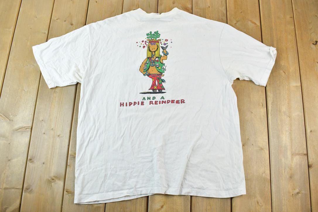 Vintage 1980s Crazy Shirts Hippie Reindeer Single Stitch T-Shirt
