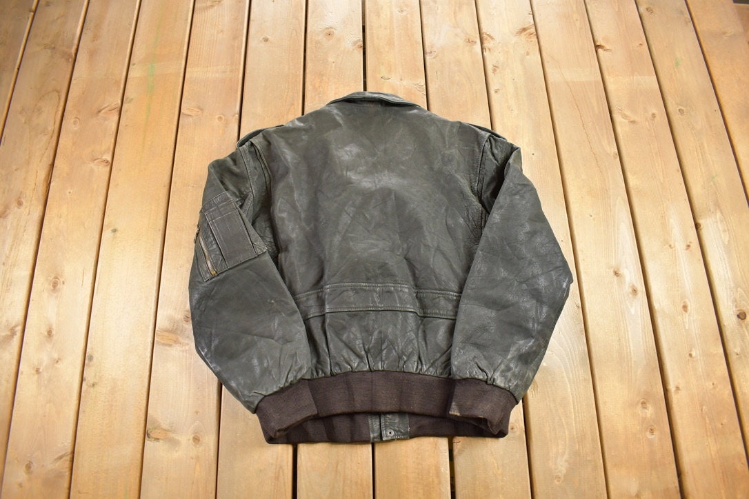 Vintage 1990s MGL World Leather Flight Jacket