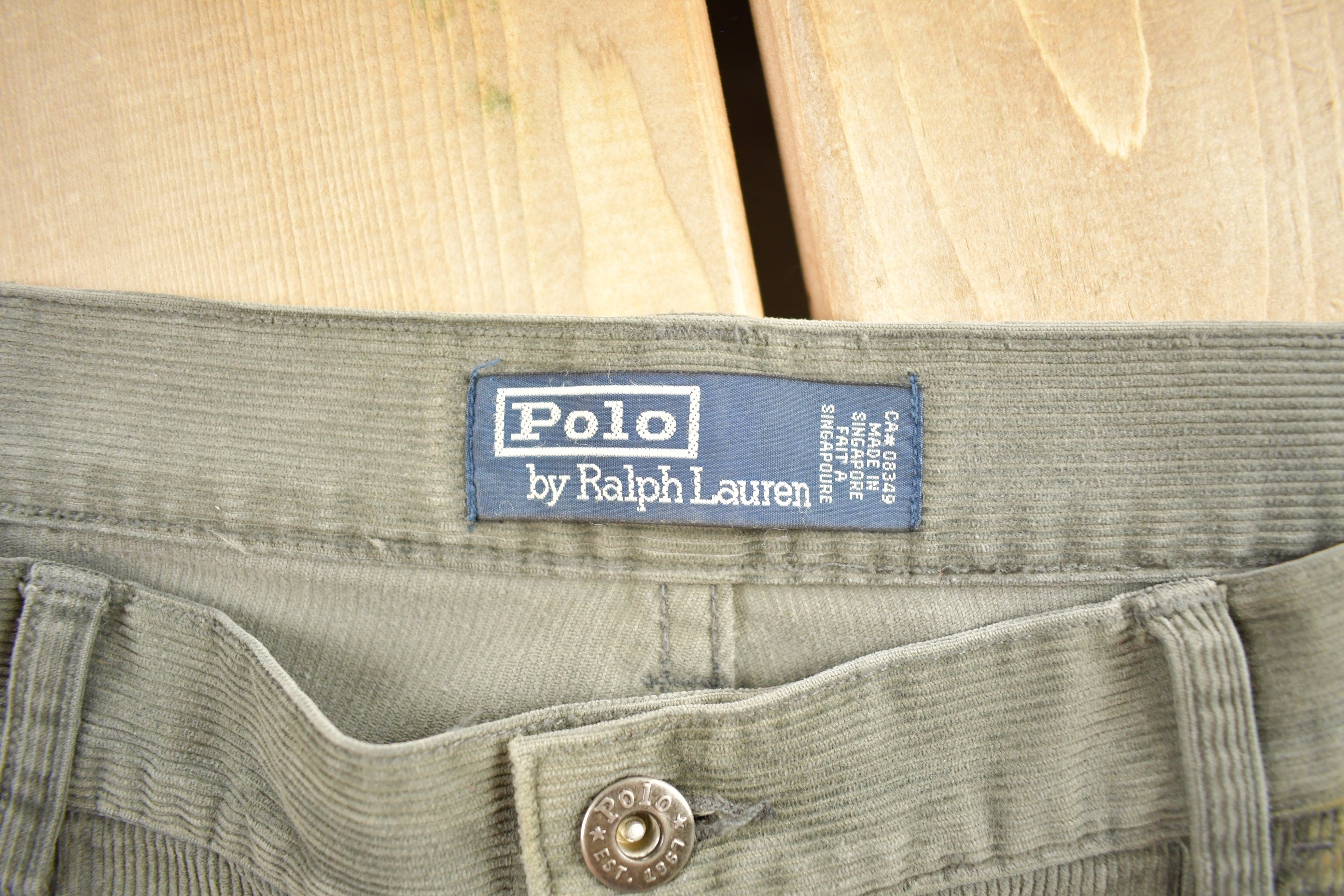 Vintage 1990s Grey Polo By Ralph Lauren Corduroy Pants Size 40 x 31.5