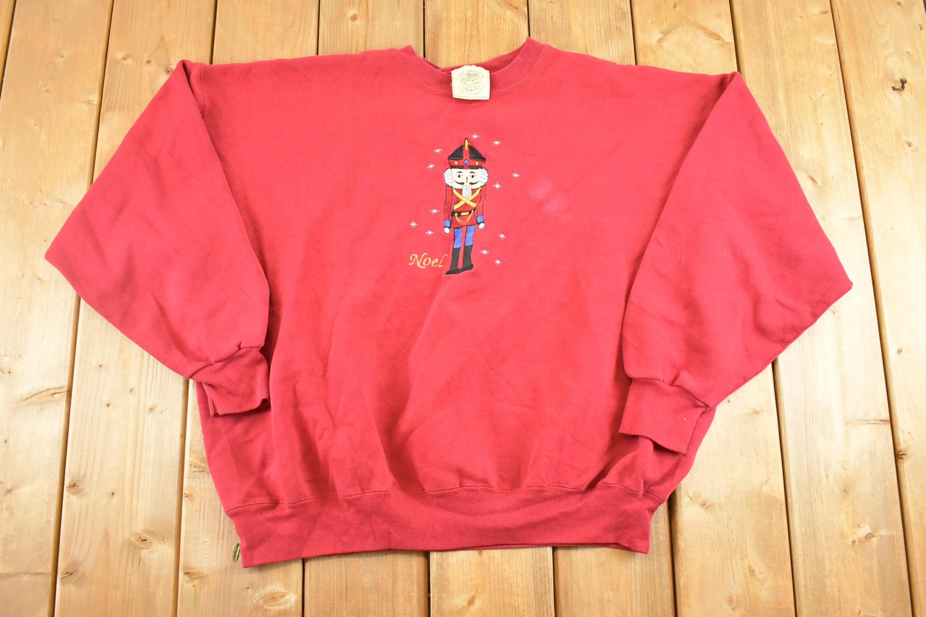 Vintage 1990s Noel Nutcracker Souvenir Christmas Crewneck Sweatshirt Men's XXL / 90's Tourist Vacation Embroidered XMAS Sweater