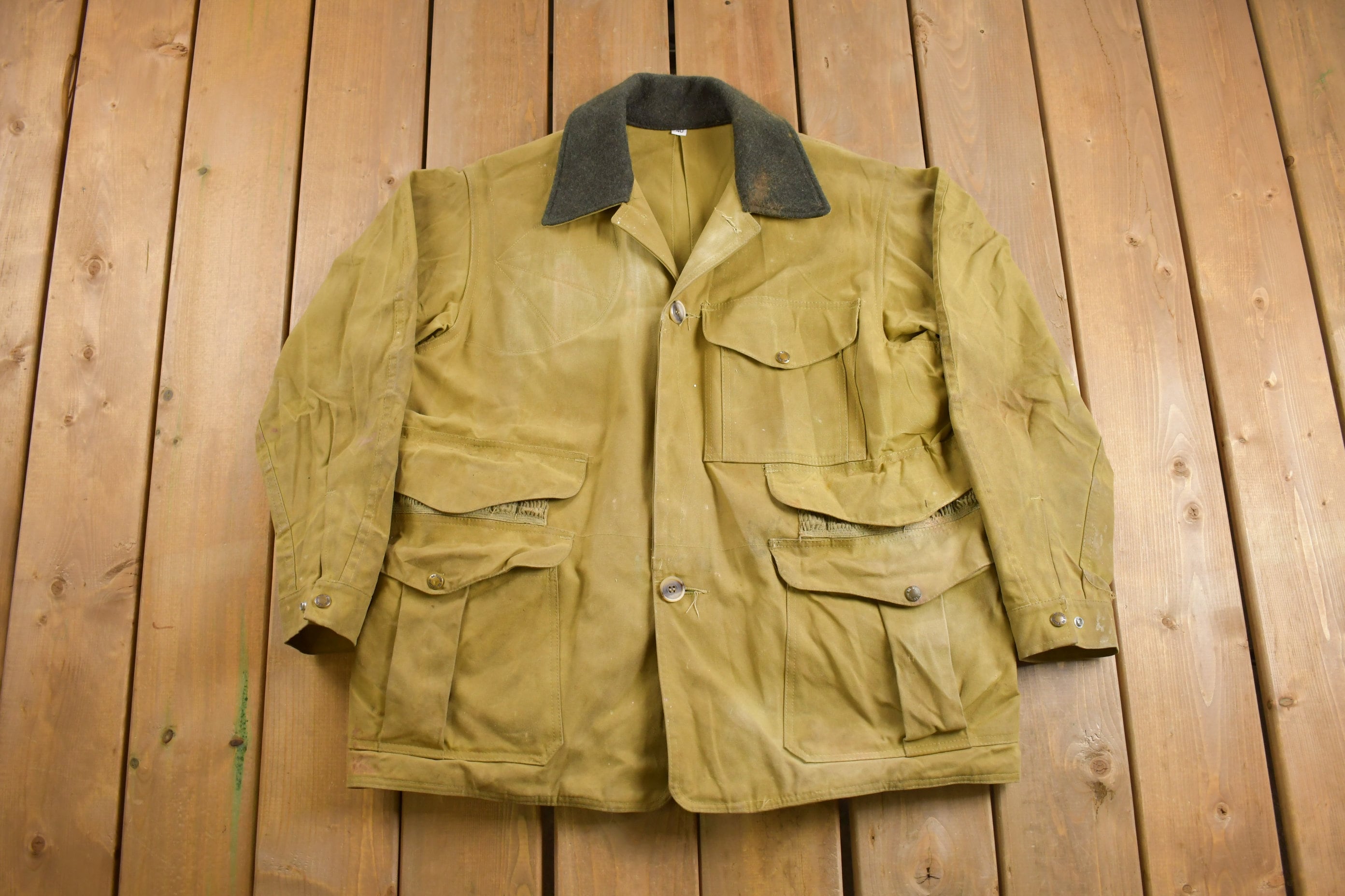 Vintage 1980s Distressed Filson Tin Cloth Cruiser Jacket