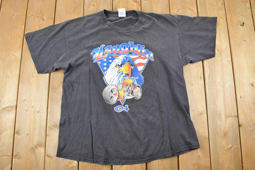 Vintage 2004 Laughlin Motorcycle Graphic T-Shirt