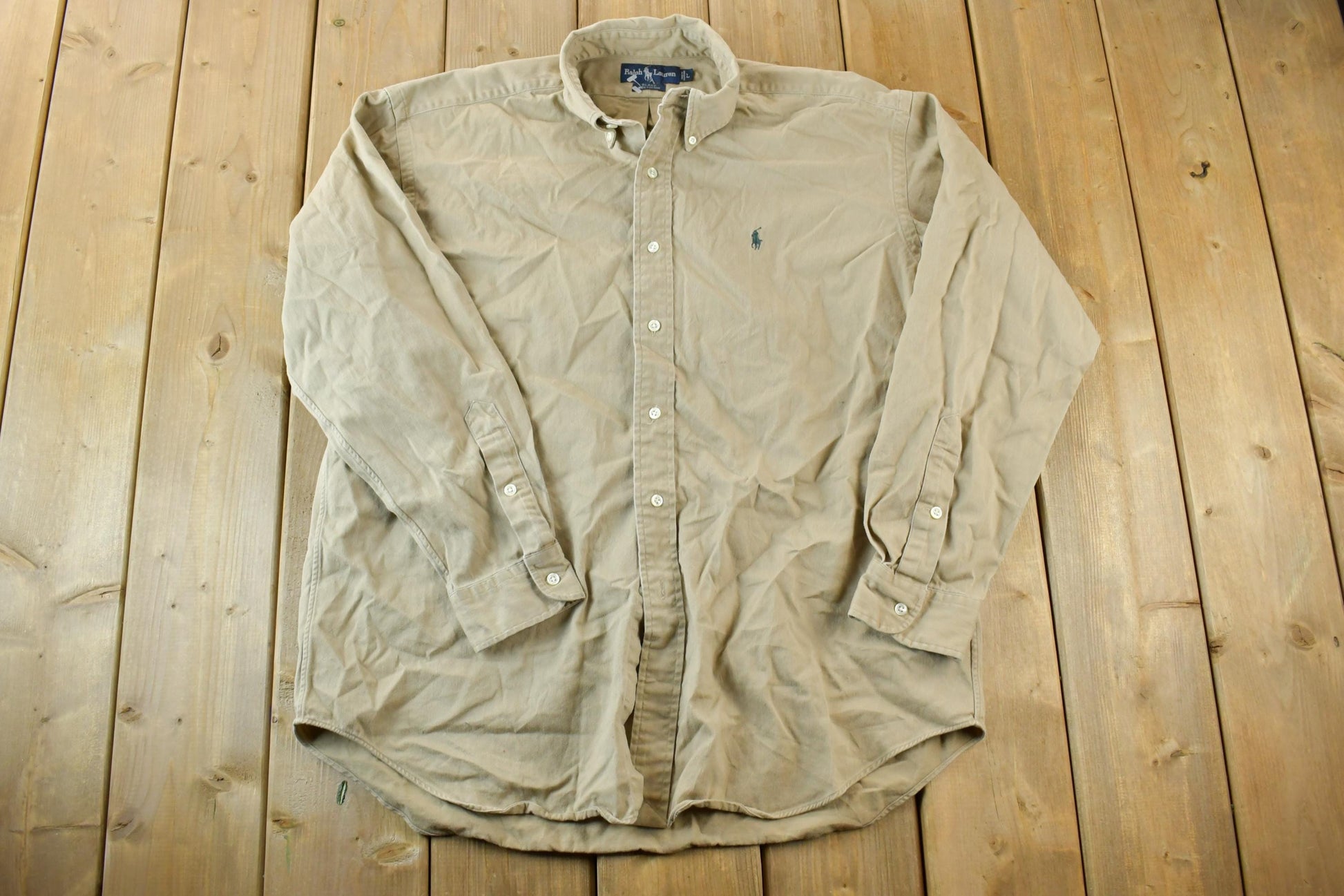 Vintage 90s Polo Ralph Lauren Tan Button Up Shirt