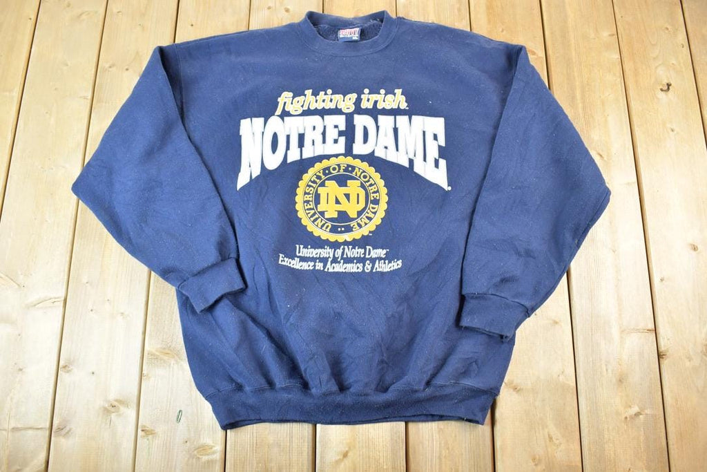 Vintage 1990s University Of Notre Dame Fighting Irish Collegiate Crewneck Made In USA