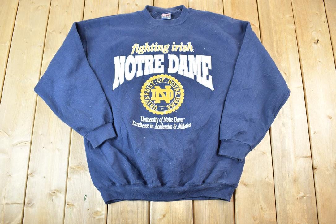 Vintage 1990s University Of Notre Dame Fighting Irish Collegiate Crewneck Made In USA