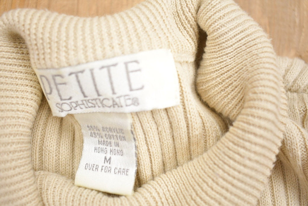 Vintage 1990s Elite Blank Knitted Mock Neck Sweater
