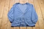 Vintage 1990s Knitted Blue Cardigan Sweater