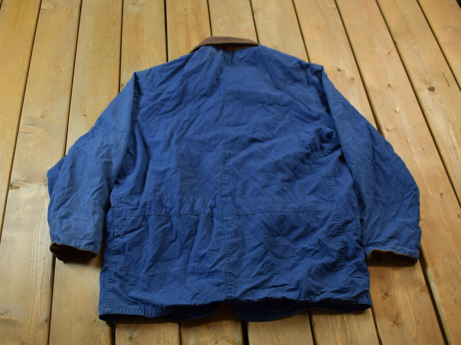 Vintage 1990s Club Room Chore Coat Leather Collar Jacket / Blanket Lined / Streetwear / Vintage Suede Jacket / Suede / Chore Coat